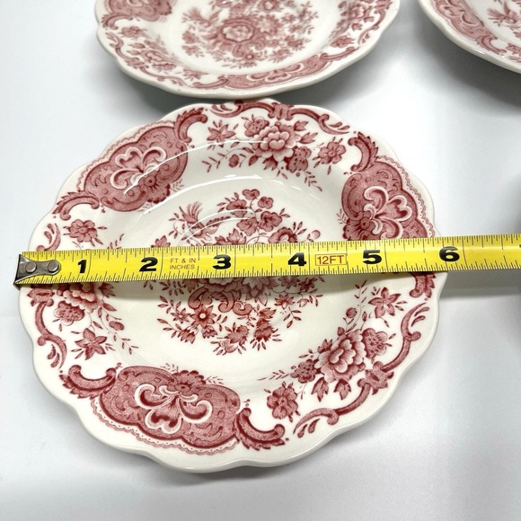 Vintage 1960s Ridgway Windsor Pink Pattern Transferware Saucer Set Of 4 6" - Picture 7 of 9